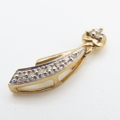 335 - Diamond Set 9 Carat Yellow Gold Pendant 2cm High As New Unworn