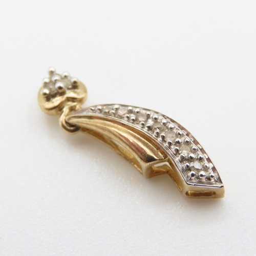 335 - Diamond Set 9 Carat Yellow Gold Pendant 2cm High As New Unworn