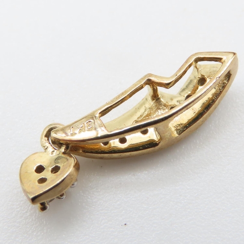 335 - Diamond Set 9 Carat Yellow Gold Pendant 2cm High As New Unworn