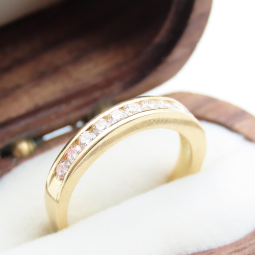 Channel Set Diamond Half Eternity Ring Set in 18 Carat Yellow Gold Ring Size J and a Half As New Unworn