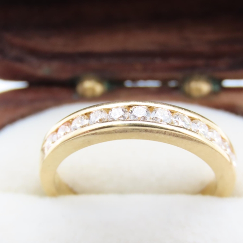 341 - Channel Set Diamond Half Eternity Ring Set in 18 Carat Yellow Gold Ring Size J and a Half As New Unw... 