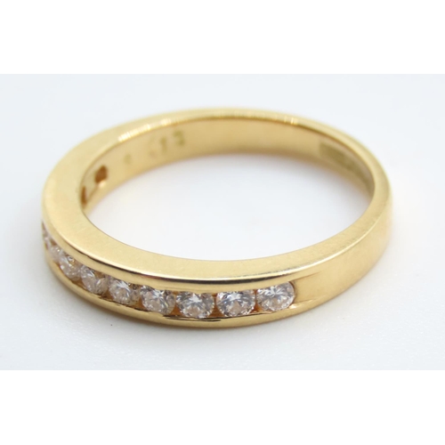 341 - Channel Set Diamond Half Eternity Ring Set in 18 Carat Yellow Gold Ring Size J and a Half As New Unw... 
