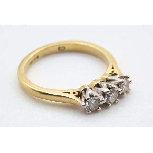 342 - Three Stone Diamond Ring Set in 18 Carat Yellow Gold Ring Size K As New Unworn