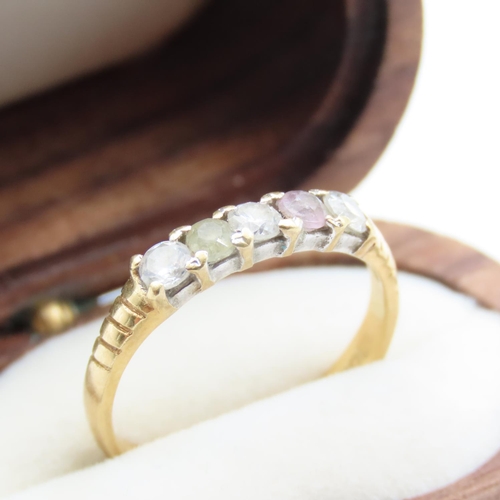 344 - Multi Gem Ring Set in 18 Carat Yellow Gold Band Ring Size N As New Unworn