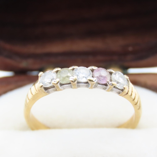 344 - Multi Gem Ring Set in 18 Carat Yellow Gold Band Ring Size N As New Unworn