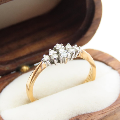 346 - Ladies Diamond Cluster Ring Mounted in 9 Carat Yellow Gold Ring Size O As New Unworn