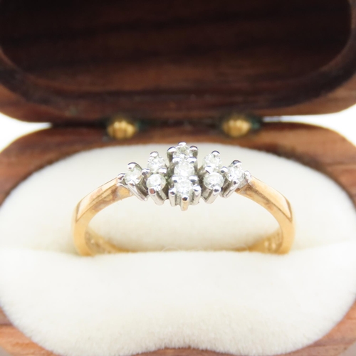 346 - Ladies Diamond Cluster Ring Mounted in 9 Carat Yellow Gold Ring Size O As New Unworn