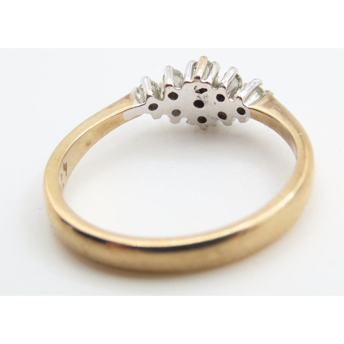 346 - Ladies Diamond Cluster Ring Mounted in 9 Carat Yellow Gold Ring Size O As New Unworn