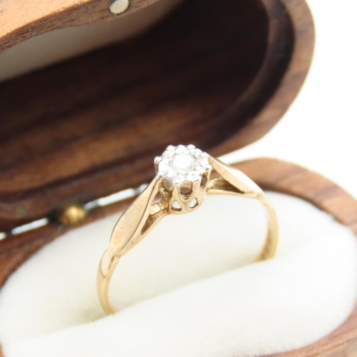 349 - Diamond Solitaire Ring Set in 9 Carat Yellow Gold Ring Size M As New Unworn