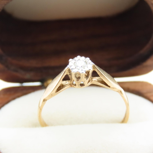 349 - Diamond Solitaire Ring Set in 9 Carat Yellow Gold Ring Size M As New Unworn