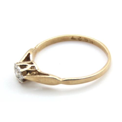 349 - Diamond Solitaire Ring Set in 9 Carat Yellow Gold Ring Size M As New Unworn
