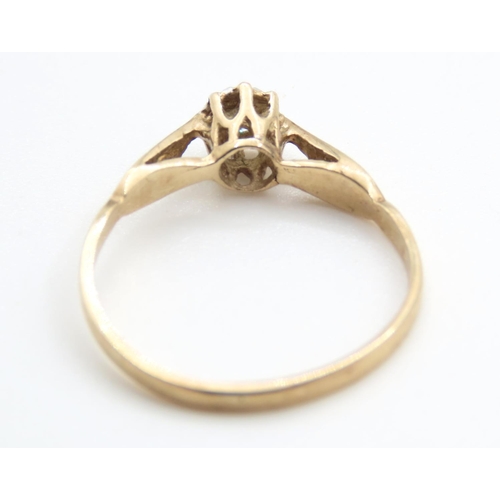 349 - Diamond Solitaire Ring Set in 9 Carat Yellow Gold Ring Size M As New Unworn