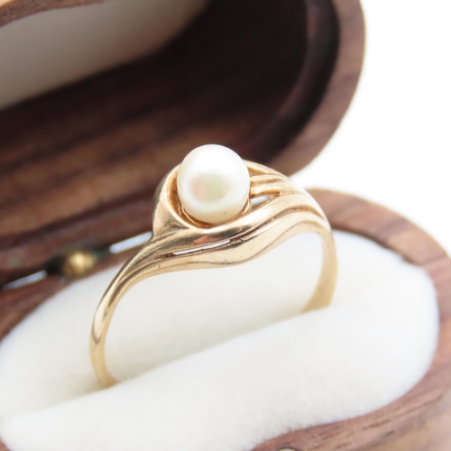 350 - Pearl Solitaire Ring Mounted on 9 Carat Yellow Gold Ring Size Q As New Unworn