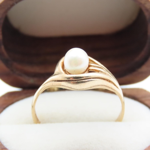350 - Pearl Solitaire Ring Mounted on 9 Carat Yellow Gold Ring Size Q As New Unworn