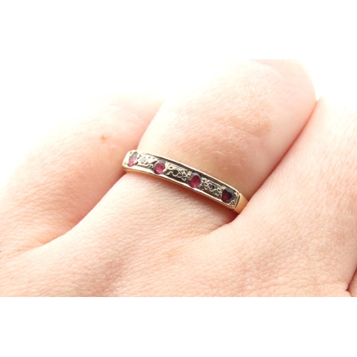 351 - Ruby and Diamond Set Ring Mounted in 9 Carat Yellow Gold Ring Size P and a Half As New Unworn