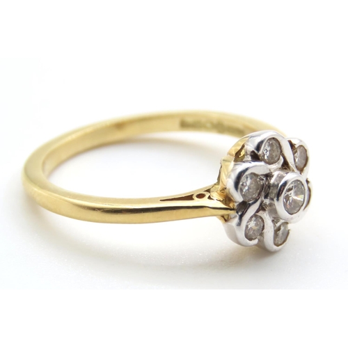 352 - Diamond Set Ladies Floral Motif Ring Set in Platinum Mounted on 18 Carat Yellow Gold Ring Size P As ... 