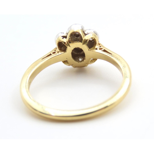 352 - Diamond Set Ladies Floral Motif Ring Set in Platinum Mounted on 18 Carat Yellow Gold Ring Size P As ... 