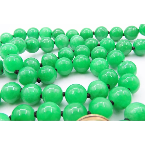 474 - Ladies Two Strand Jade Bead Necklace with 14 Carat Yellow Gold Clasp Shortest Strand 60cm Long Clasp... 
