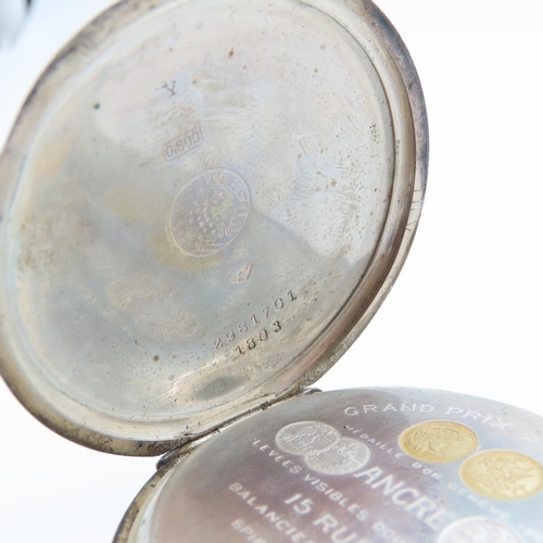 488 - Silver Cased Omega Half Hunter Pocket Watch