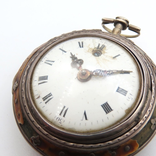 489 - Pear Cased Verge Movement Pocket Watch Roman Numeral Deocrated Dial