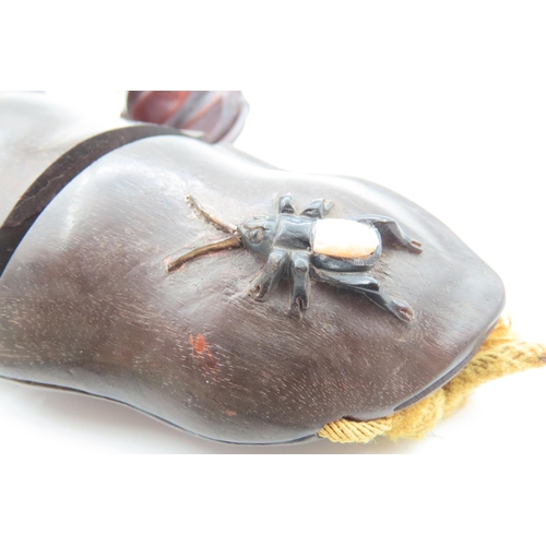 490 - Japanese Inro Fruit and Insect Motif Decoration Original Toggle and Netsuke Present Tri Part