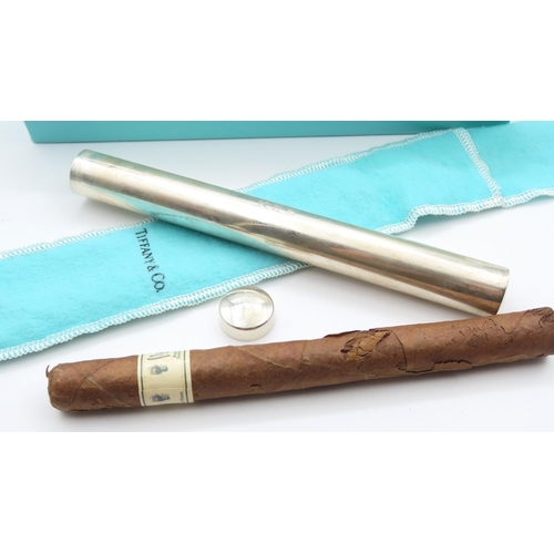492 - Tiffany & Co. Silver Cigar Holder Contained Within Original Presentation Box Dominican Cigar Contain... 