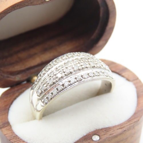 497 - Diamond Set Ladies Ring Set in 9 Carat White Gold Band Size S