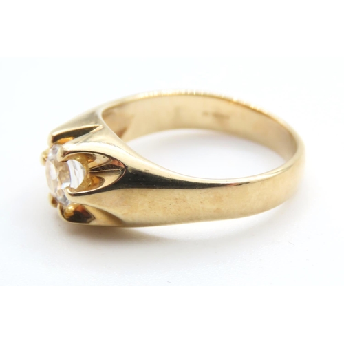 499 - Glacier Topaz Set Statement Solitaire Ring Mounted on 9 Carat Yellow Gold Band Size N