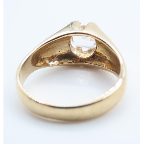 499 - Glacier Topaz Set Statement Solitaire Ring Mounted on 9 Carat Yellow Gold Band Size N