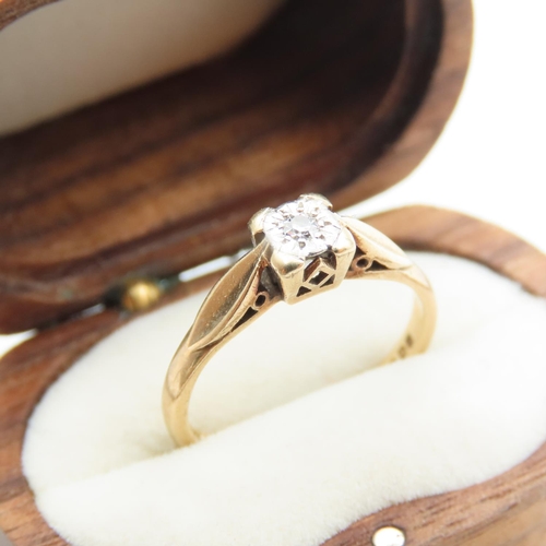 502 - Old European Cut Solitaire Diamond Ladies Ring Mounted on 9 Carat Yellow Gold Band Ring Size J