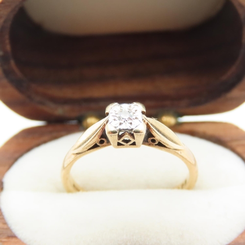 502 - Old European Cut Solitaire Diamond Ladies Ring Mounted on 9 Carat Yellow Gold Band Ring Size J