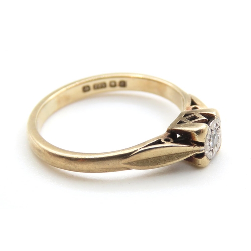 502 - Old European Cut Solitaire Diamond Ladies Ring Mounted on 9 Carat Yellow Gold Band Ring Size J