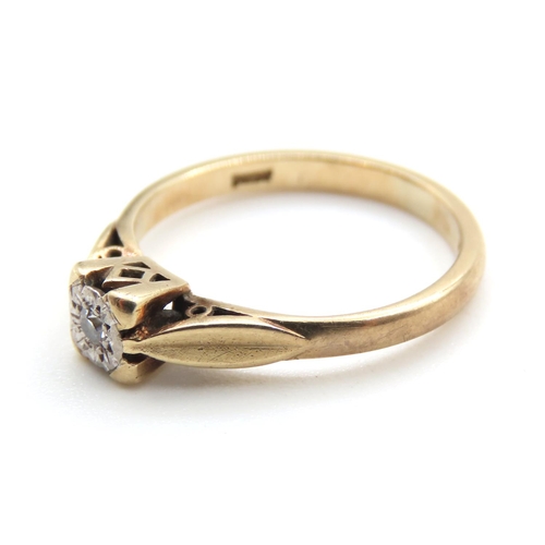 502 - Old European Cut Solitaire Diamond Ladies Ring Mounted on 9 Carat Yellow Gold Band Ring Size J