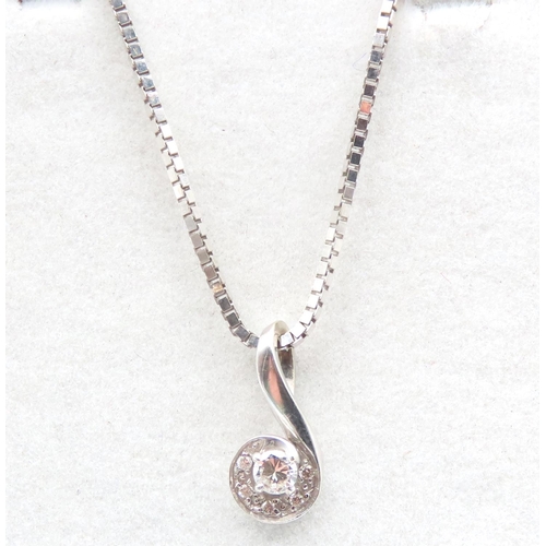 507 - Diamond Solitaire Pendant Necklace Set in 9 Carat White Gold Further Set in White Gold Chain