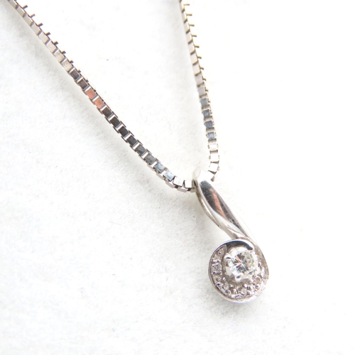 507 - Diamond Solitaire Pendant Necklace Set in 9 Carat White Gold Further Set in White Gold Chain