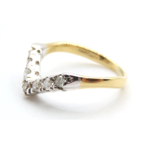 519 - Wishbone Motif Diamond Set 18 Carat Yellow Gold Ring Size K and a Half