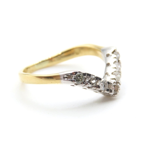 519 - Wishbone Motif Diamond Set 18 Carat Yellow Gold Ring Size K and a Half