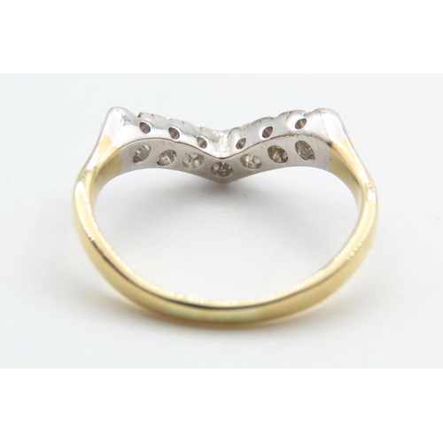 519 - Wishbone Motif Diamond Set 18 Carat Yellow Gold Ring Size K and a Half