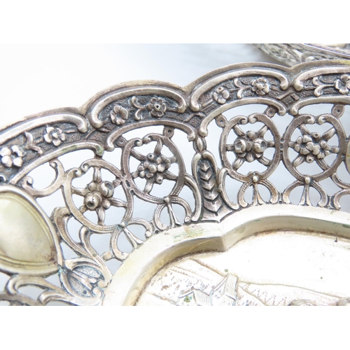 523 - Pair of Silver Strawberry Dishes Attractively Detailed Each 17cm Long and 13cm Wide