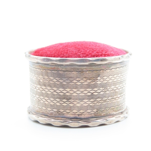 Silver Cased Pin Cushion 4cm Diameter 2.5cm High