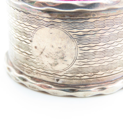 525 - Silver Cased Pin Cushion 4cm Diameter 2.5cm High