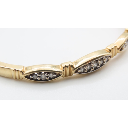 61 - Ladies 9 Carat Yellow Gold Diamond Set Bracelet Inner Width 6cm