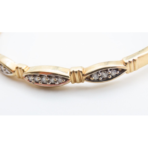 61 - Ladies 9 Carat Yellow Gold Diamond Set Bracelet Inner Width 6cm