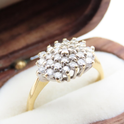 64 - Ladies Diamond Cluster Ring Set in 18 Carat Yellow Gold Ring Size N