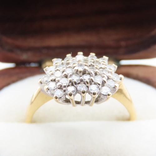 64 - Ladies Diamond Cluster Ring Set in 18 Carat Yellow Gold Ring Size N