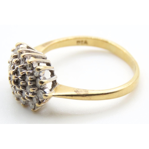 64 - Ladies Diamond Cluster Ring Set in 18 Carat Yellow Gold Ring Size N