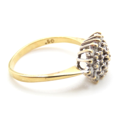 64 - Ladies Diamond Cluster Ring Set in 18 Carat Yellow Gold Ring Size N