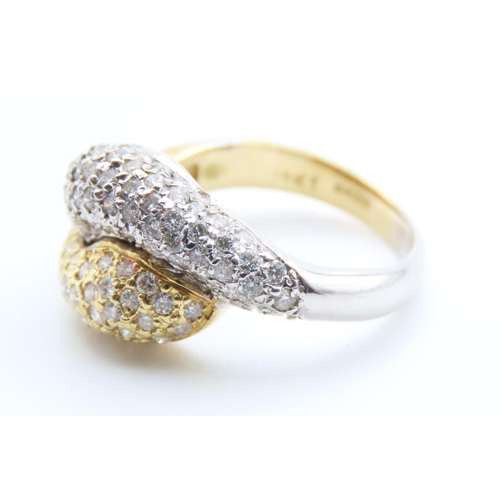 70 - 18 Carat Yellow Gold Diamond Set Ring Mounted in Yellow and White Gold Ring Size L and a Half