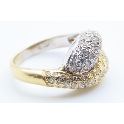 70 - 18 Carat Yellow Gold Diamond Set Ring Mounted in Yellow and White Gold Ring Size L and a Half