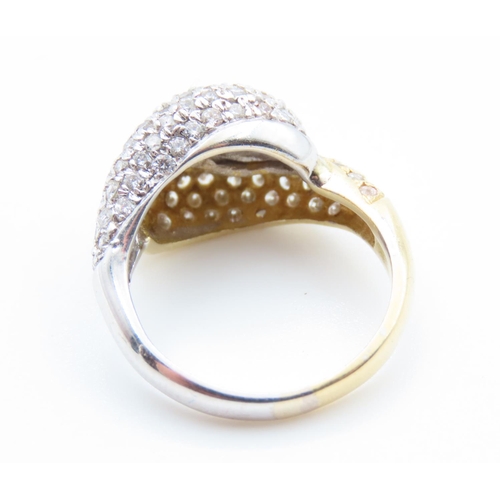 70 - 18 Carat Yellow Gold Diamond Set Ring Mounted in Yellow and White Gold Ring Size L and a Half